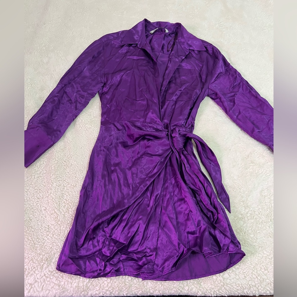 Zara wrap mini dress satin